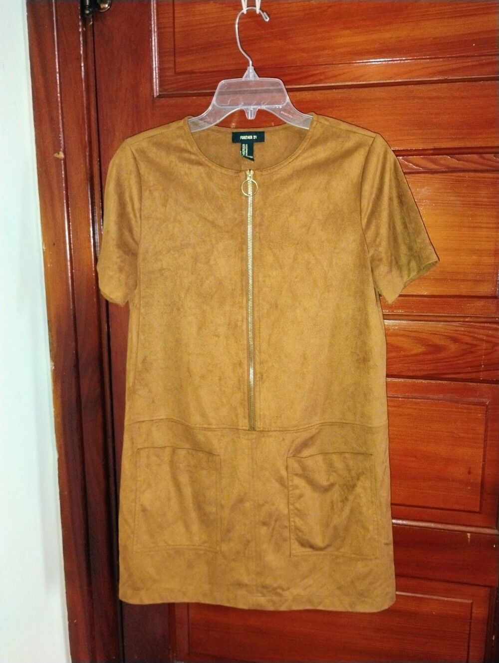 EUC Sz Medium Forever 21 Women’s Brown Faux Suede Leather Mini Dress